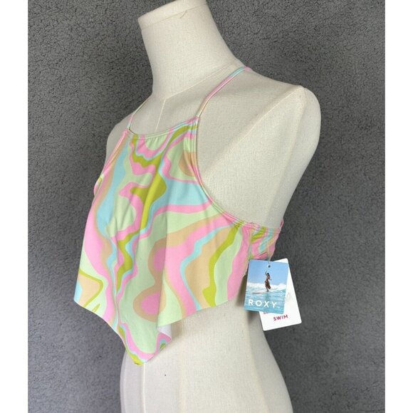 Roxy Juniors' Tropics Hype Cropped Tankini Top Multicolor Small New With Tag's. - Picture 2 of 7